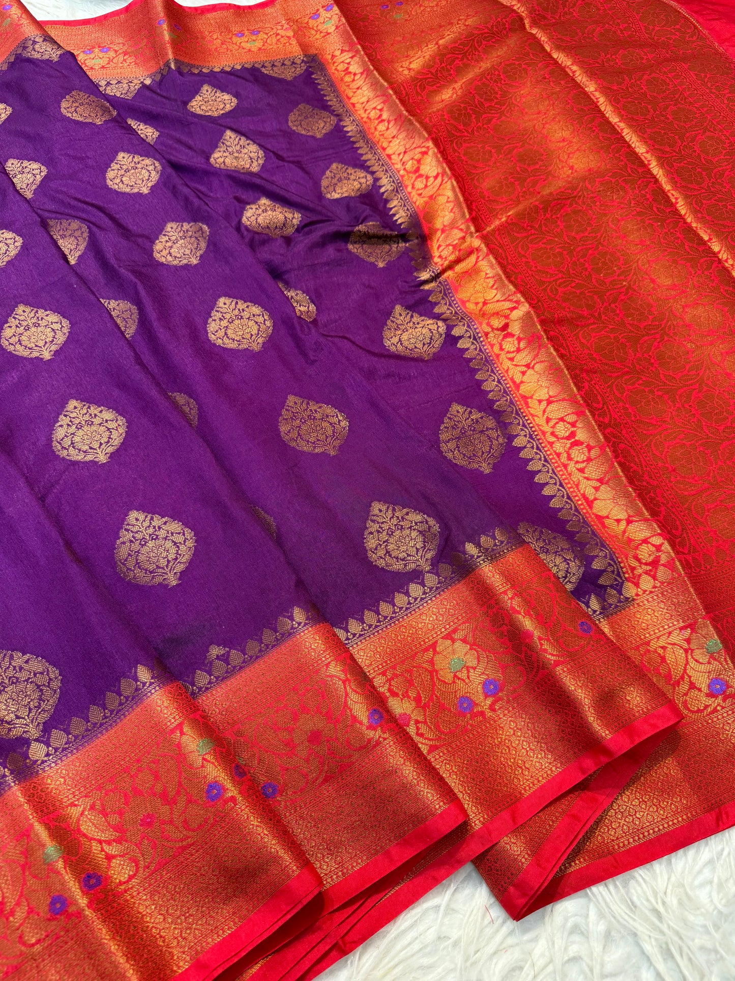 Magenta red shade Dupion Silk premium Banarasi Saree