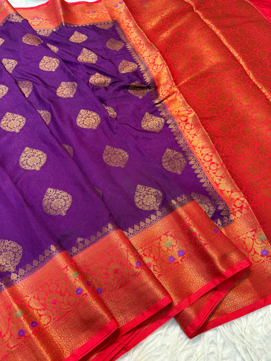 Magenta red shade Dupion Silk premium Banarasi Saree