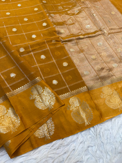 Gold shade  Raw mango soft silk banarasi saree