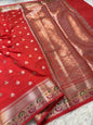 Red shade Raw mango soft silk banarasi saree