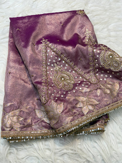Tissue Aari Work Banarasi silk saree