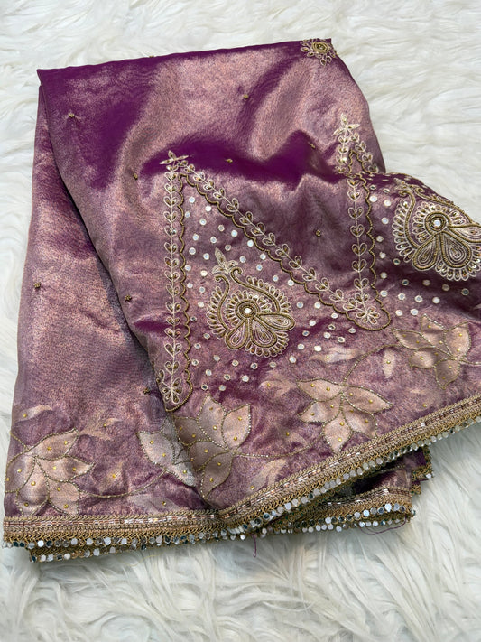 Tissue Aari Work Banarasi silk saree