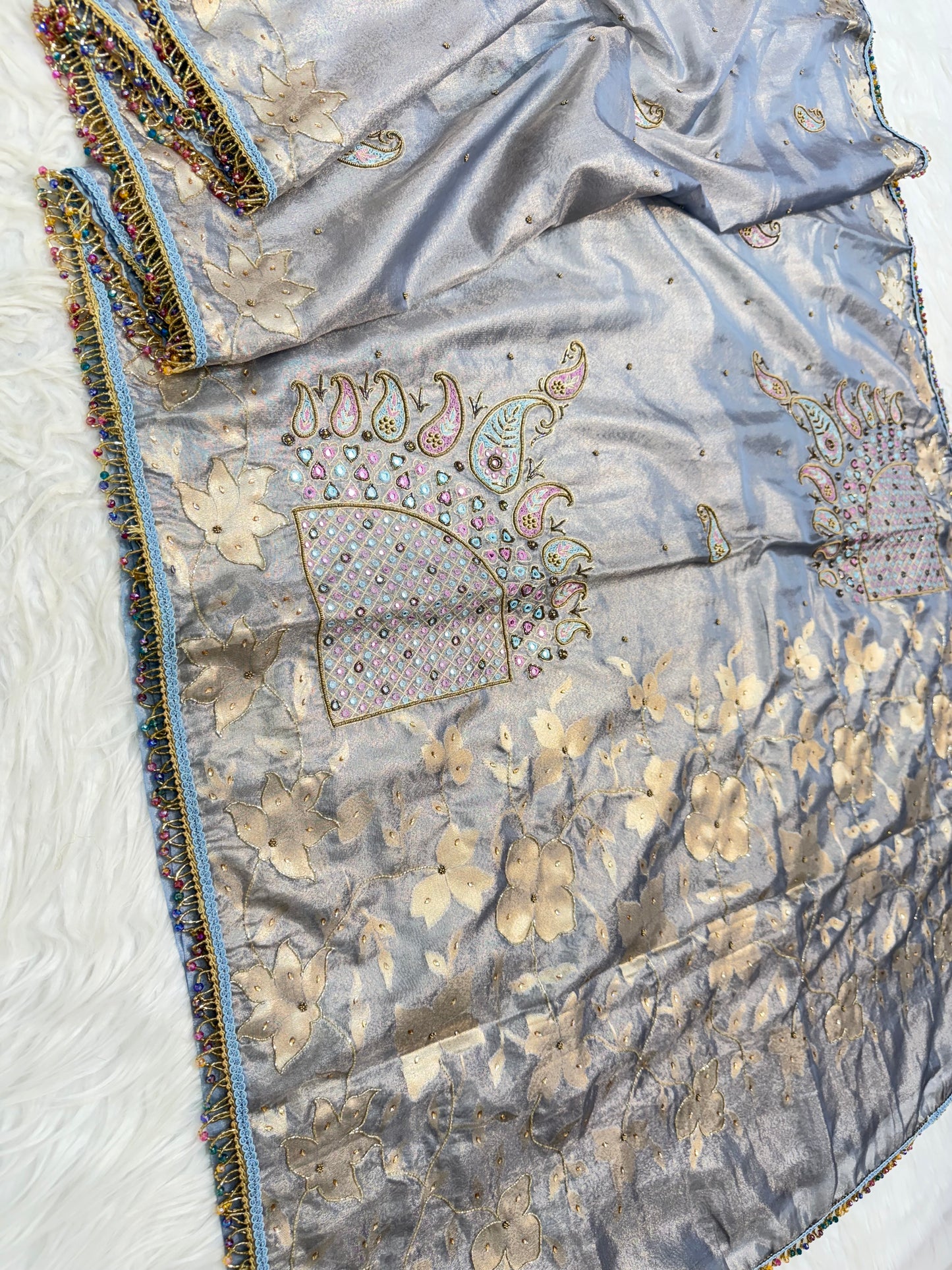 Tissue handwork Banarasi silk saree