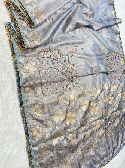 Tissue handwork Banarasi silk saree