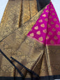 Royal pink black shade warm silk  Banarasi saree