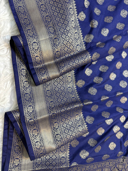 Nevy shade Dupion Silk Banarasi Saree 