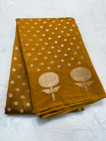 Bronze shade raw mango  premium Banarasi saree