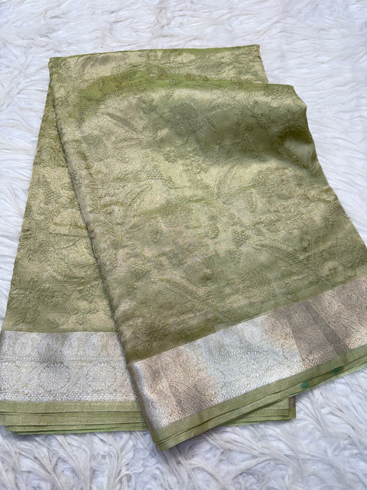 Banarasi tissue embroidery saree