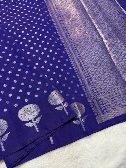Navy shade raw mango  premium Banarasi saree