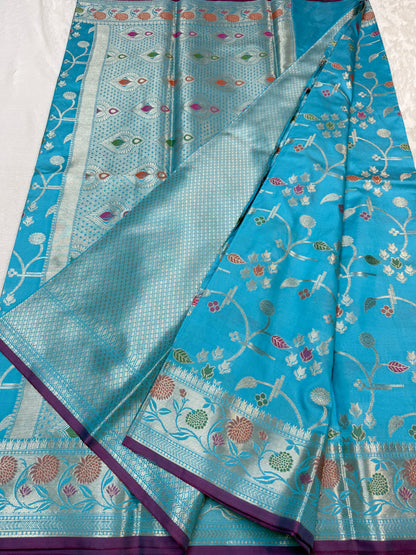 Firozi Soft Silk Premium Banarasi Saree