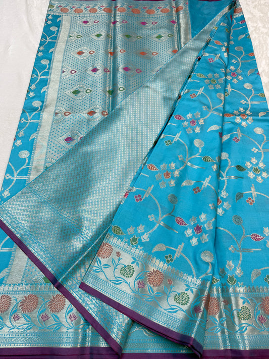 Firozi Soft Silk Premium Banarasi Saree