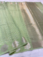 Pista green  shade raw mango premium Banarasi saree