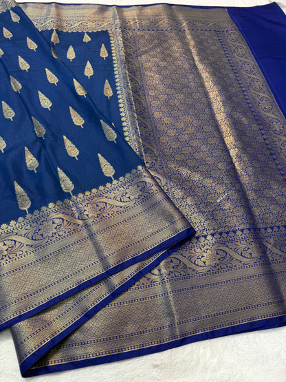 Navy shade Dupion Silk premium Banarasi Saree