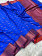Royal blue magenta  shade premium soft silk Banarasi saree