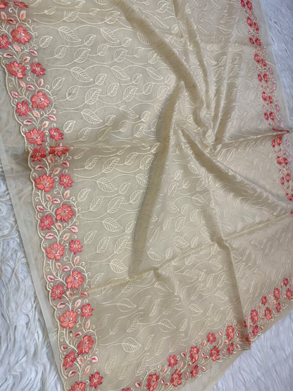 Banarasi kora organza embroidery saree
