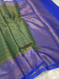 Mehendi & royal blue shade  Dupion Silk premium Banarasi Saree