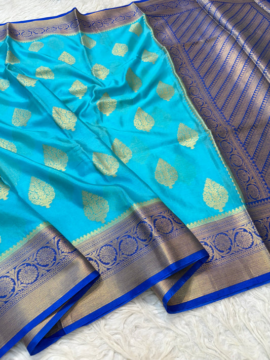 Firozi blue shade warm silk premium Banarasi saree