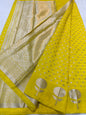 Yellow shade raw mango  premium Banarasi saree
