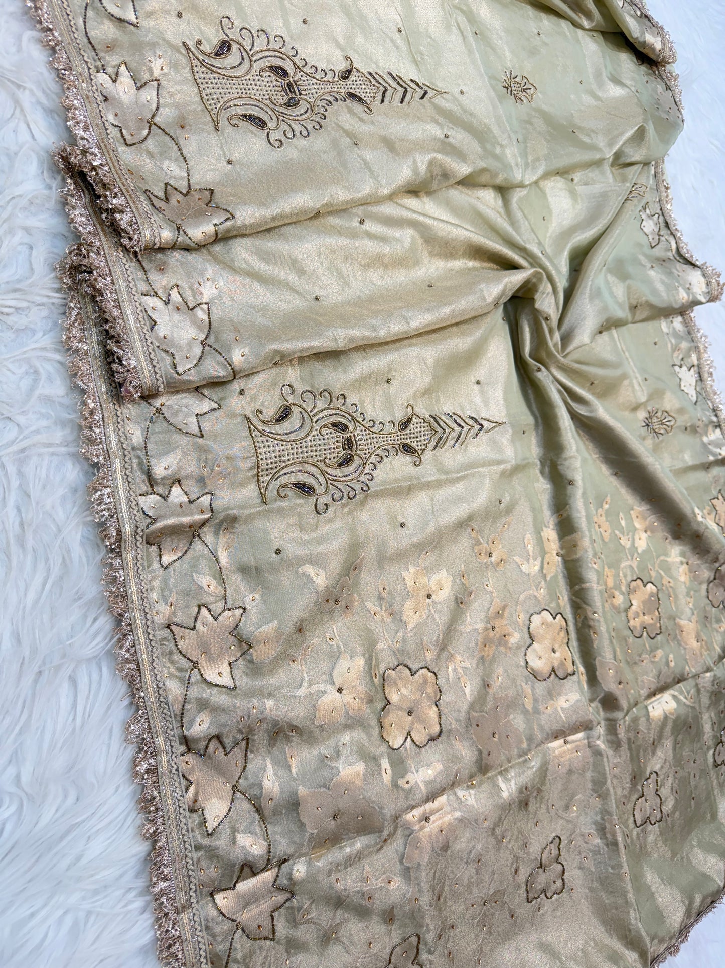 Tissue Aari Work Banarasi silk saree