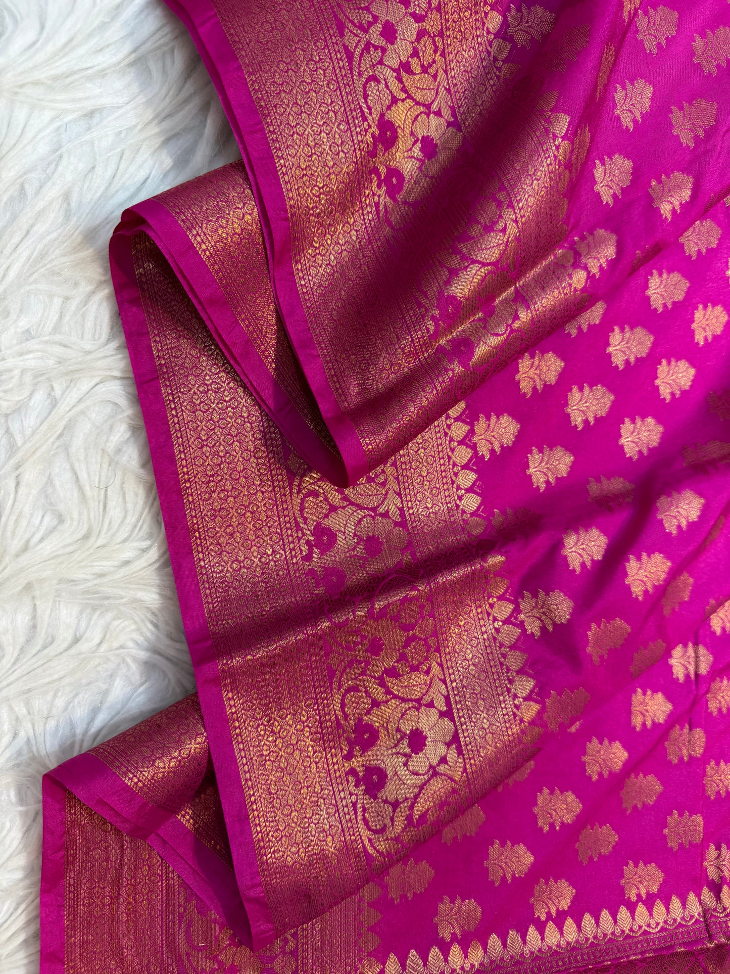 Royal pink shade Dupion Silk premium Banarasi Saree