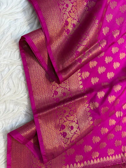 Royal pink shade Dupion Silk premium Banarasi Saree