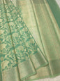 Parrot green shade kora organza Banarasi saree