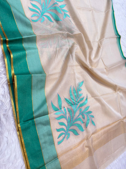 Multicolor Tissue Kota Designer applique work Premium Banarasi Saree