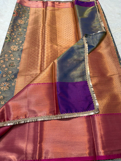 Banarasi tissue silk with lace attached saree