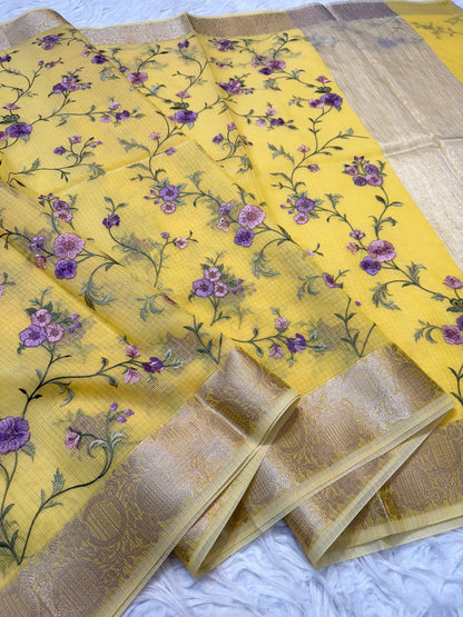 Kota fancy embroidery Banarasi saree