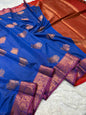 Royal blue magenta shade premium soft silk Banarasi saree