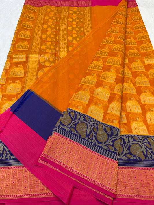 Multicolour shade kora silk premium Banarasi saree