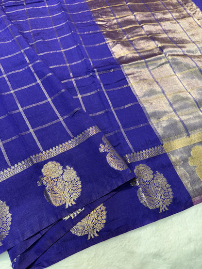 Navy shade raw mango  premium Banarasi saree