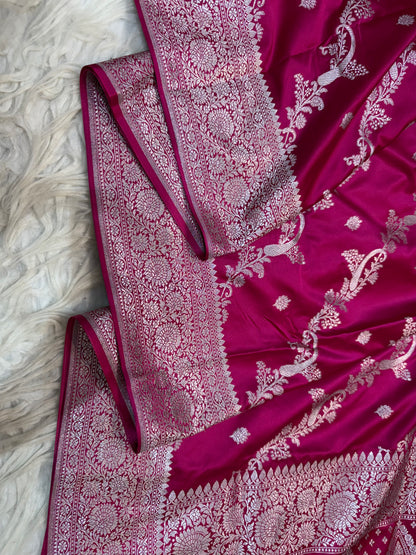 Royal pink shade premium mashru katan Banarasi saree