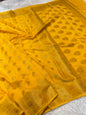 Mango shade Dupion Silk premium Banarasi Saree