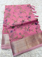 Pink shade organza embroidery Banarasi saree