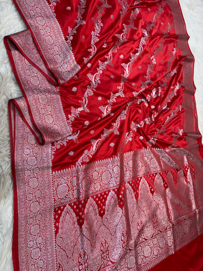 Red shade premium mashru katan Banarasi saree