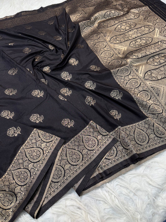 Black premium soft silk Banarasi saree