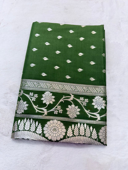 Mehandi shade katan Banarasi silk Saree