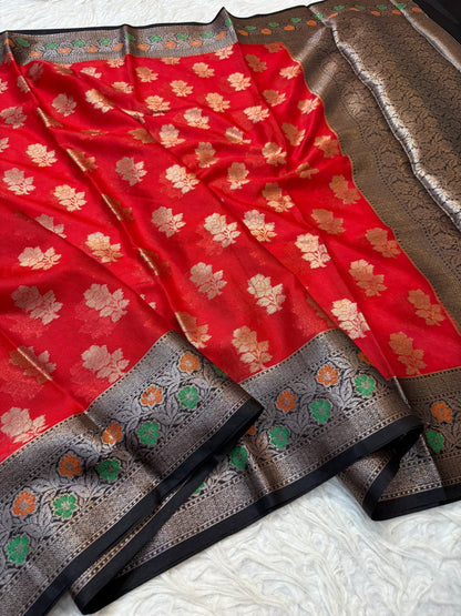 Red black warm silk premium Banarasi saree