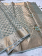 Sea green tissue kota designer handwork premium Banarasi saree