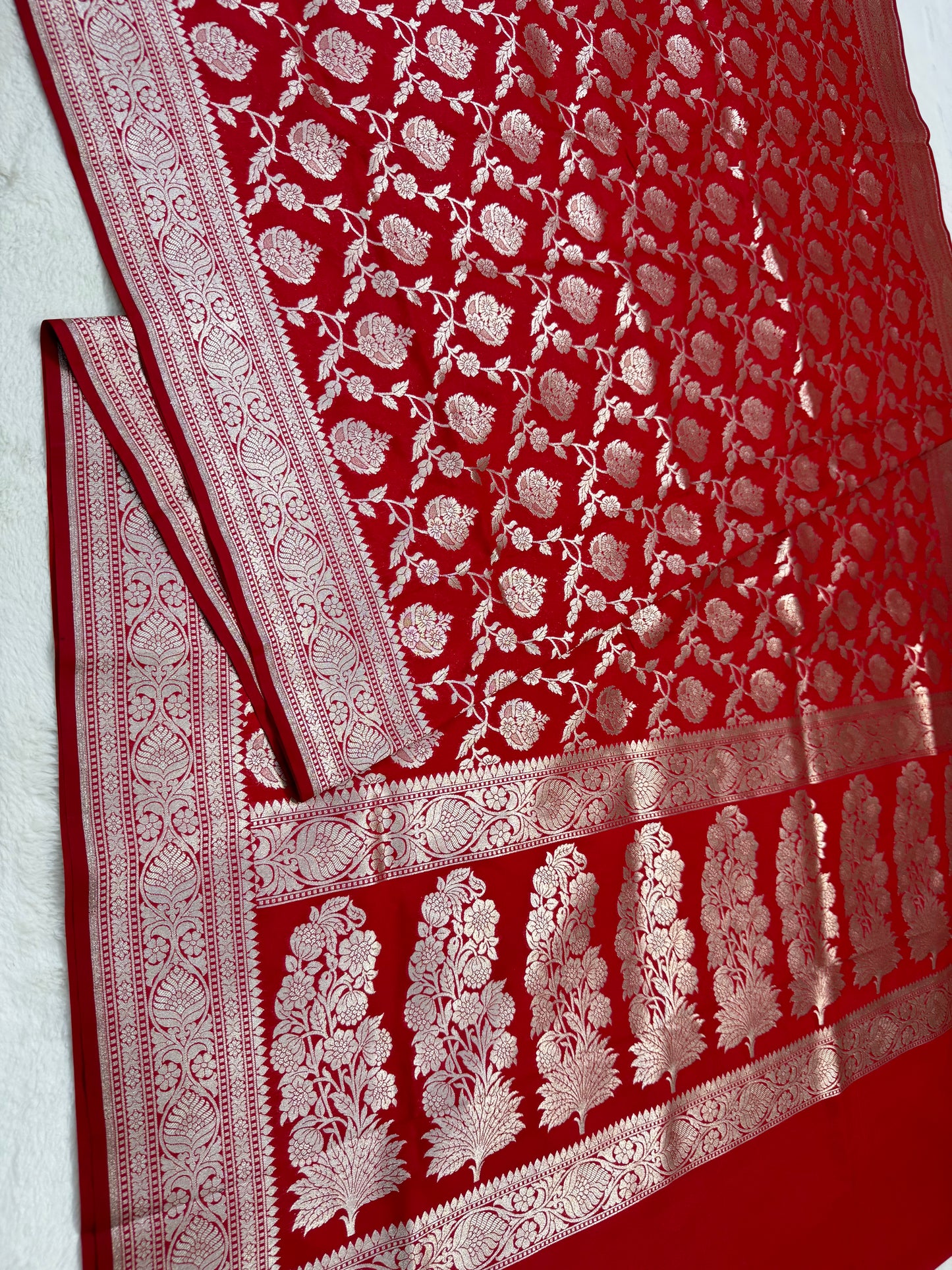 Red shade katan Banarasi silk Saree