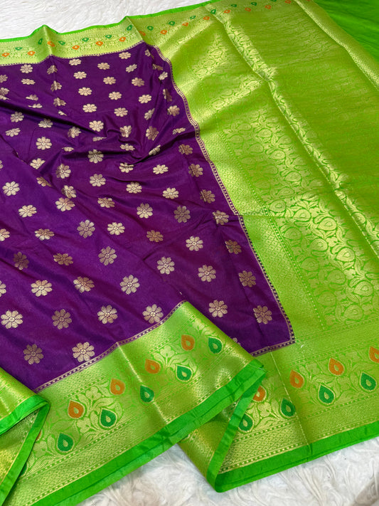 Magenta & green shade  Dupion Silk premium Banarasi Saree