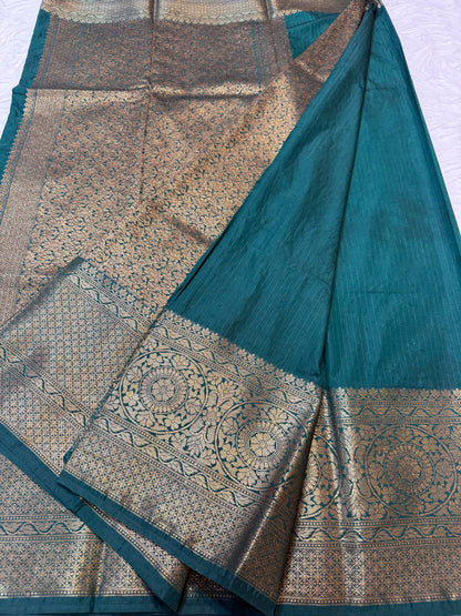 Bottle green shade Dupion silk premium Banarasi saree