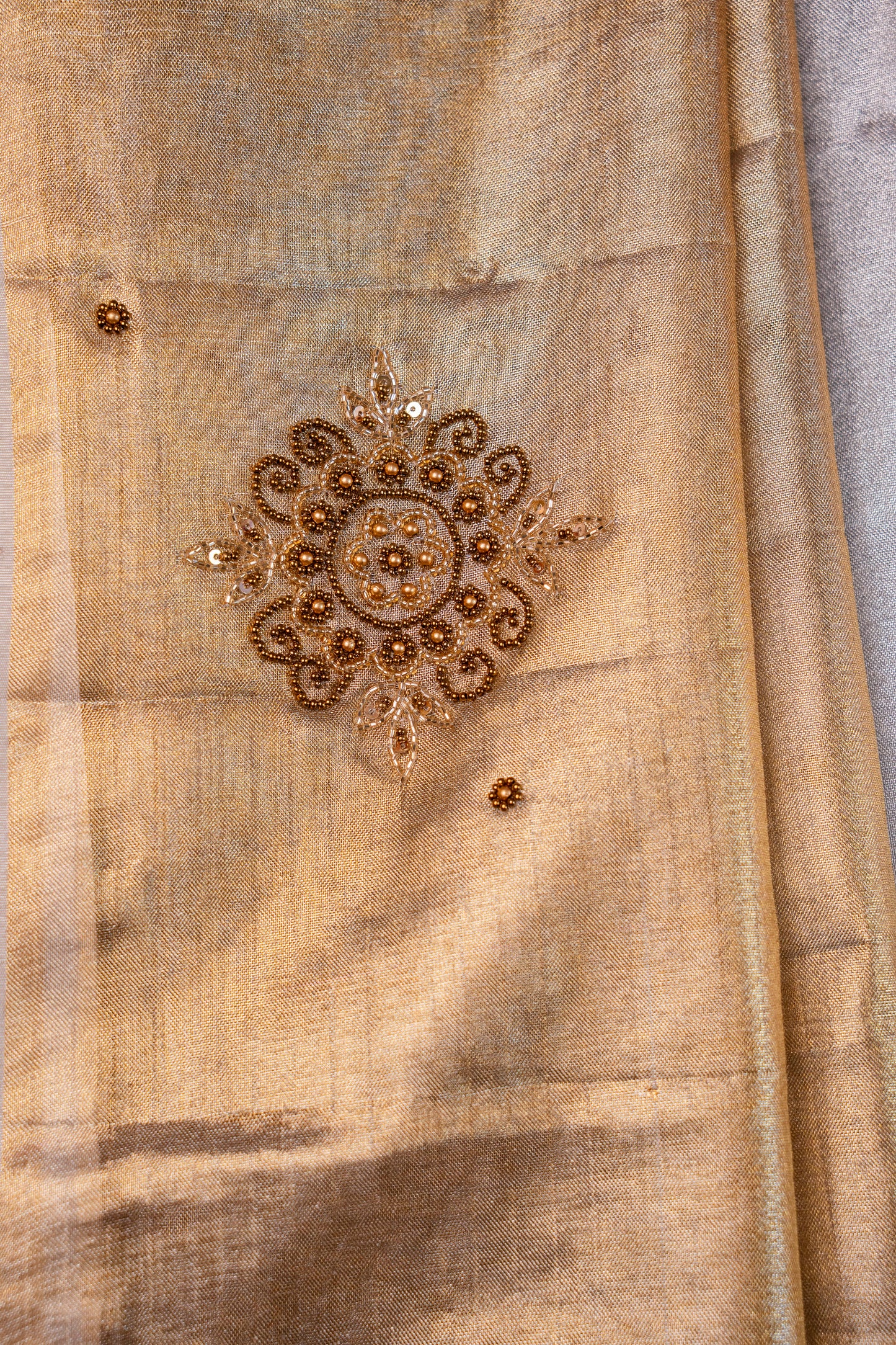 Gold silver tissue half half  tissue designer hand work Banarasi saree