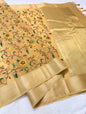 Beige shade organza designer premium embroidery Banarasi saree