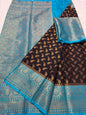 Black & powder blue shade Dupion Silk Banarasi Saree 