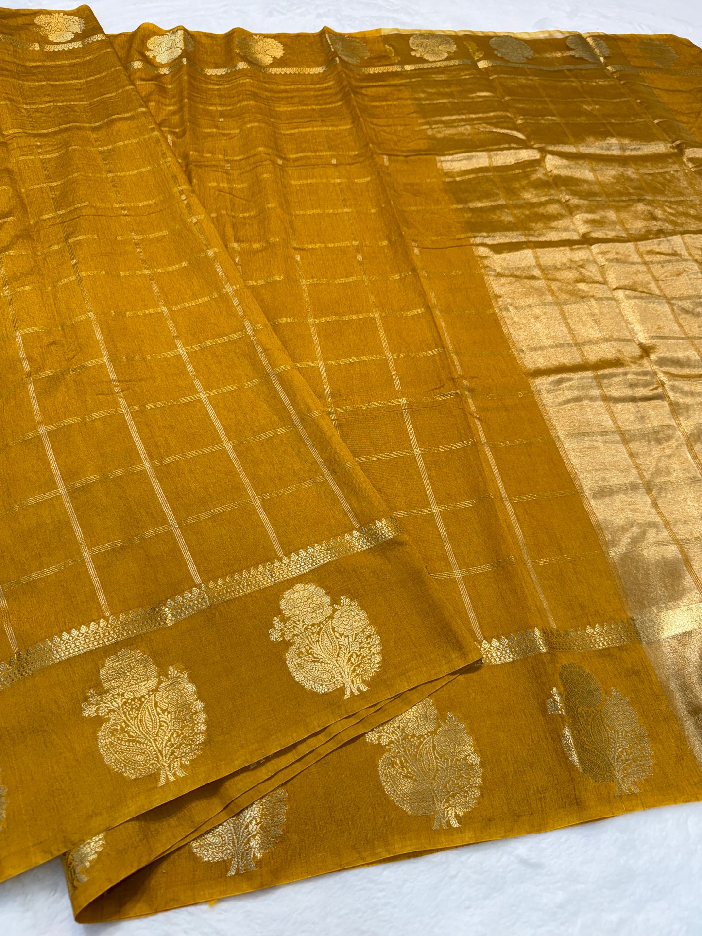 Bronze shade raw mango  premium Banarasi saree