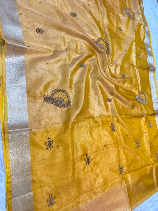 Tissue Aari Work Banarasi silk saree