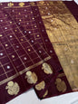 Wine shade  Raw mango soft silk banarasi saree