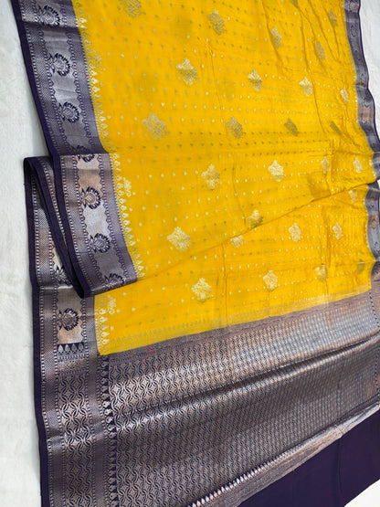 Mango & magenta shade raw mango Banarasi premium Banarasi saree